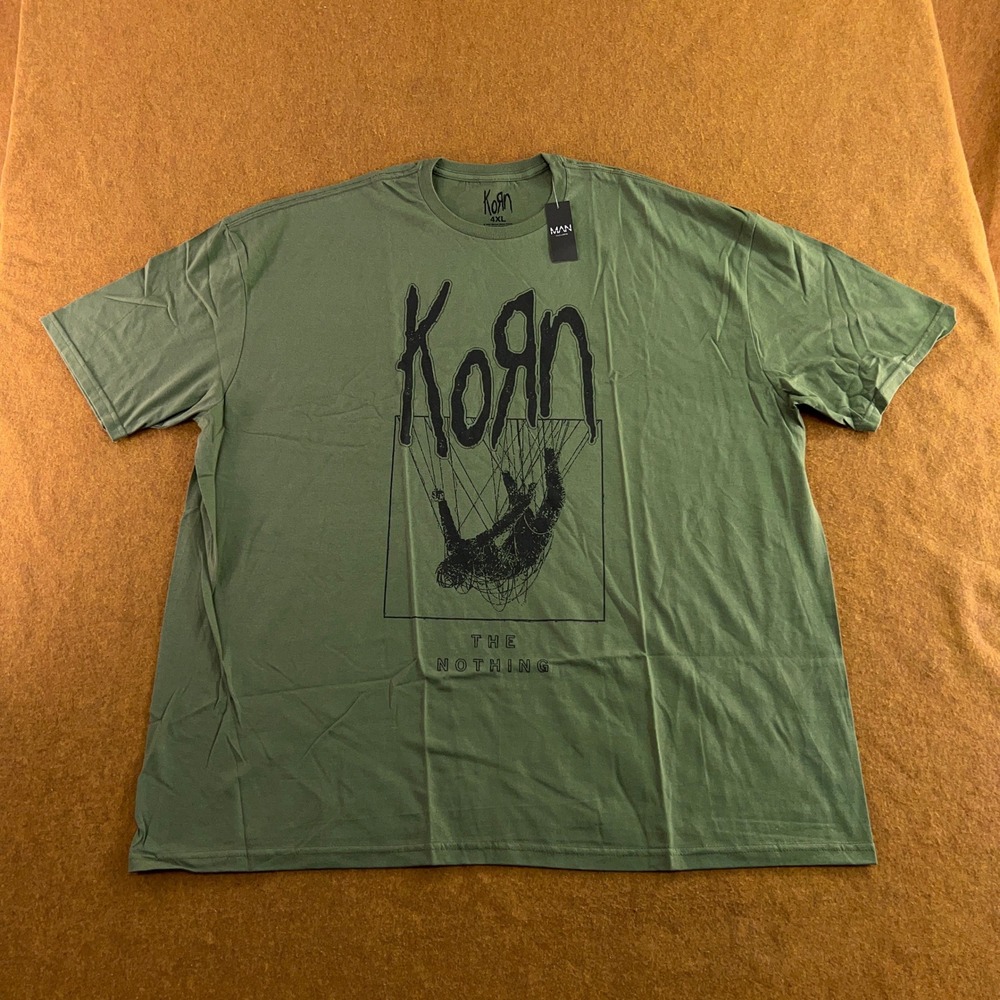 boohooMAN Mens 4XL Green Korn The Nothing Graphic Print T-shirt NWT